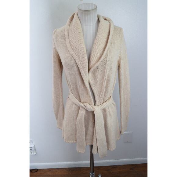 Rosie Neira Cardigan Size Small Tie Waist Pockets Wool Blend Belted - Picture 1 of 6